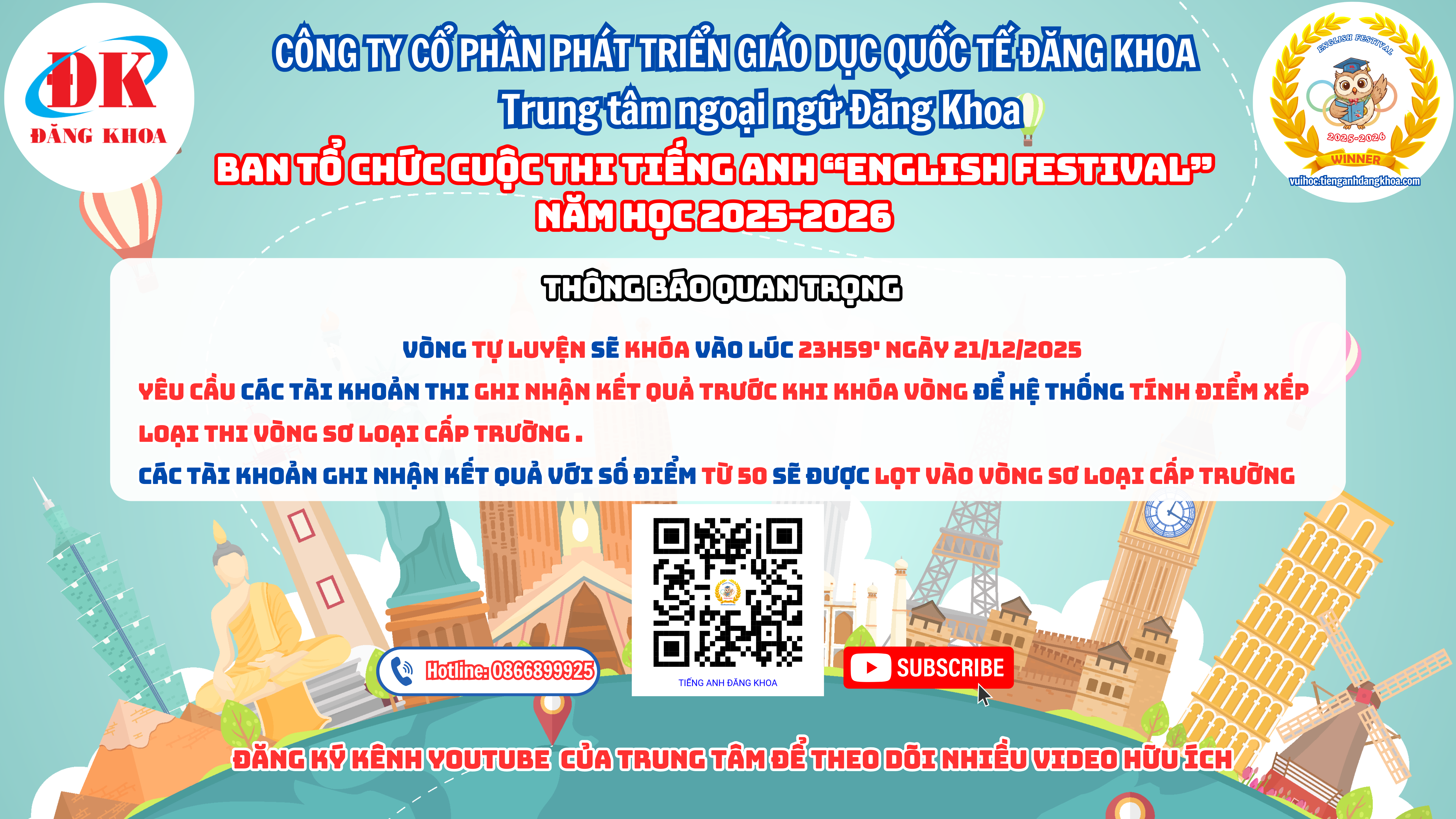 Thông báo khóa vòng Tự luyện vào 23h59' ngày 21/12/2025